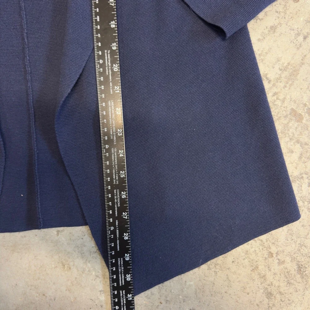 Eileen Fisher Petite Navy Blue Silk Organic Cotton Open Front Cardigan PL